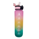 Sticla de apa motivationala, 1L, pai incorporat si deschidere automata, reutilizabila, portabila, Multicolora, TopBazar