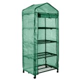 Sera mini cu roti 69x49x160 cm, folie PE si 4 rafturi metalice