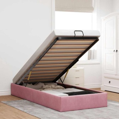 vidaXL Cadru pat otoman fără saltea roz 80x200 cm catifea 3310930 foto