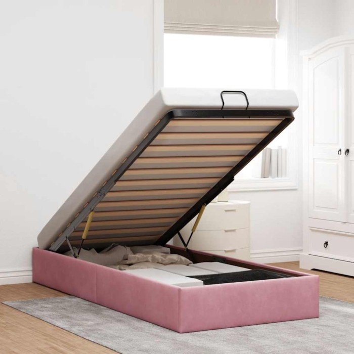 vidaXL Cadru pat otoman fără saltea roz 80x200 cm catifea 3310930