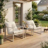 Set mobilier de gradina Karg, 3 piese, bej, cu 2 fotolii si masa