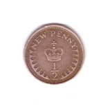 Moneda Marea Britanie 1/2 new penny 1977, stare foarte buna, curata