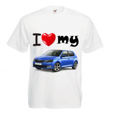 TRICOU MESAJ &amp;quot;I LOVE MY SKODA FABIA&amp;quot; foto