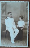Fotografie tip carte postala, necirculata, militar cu fetita, 1937