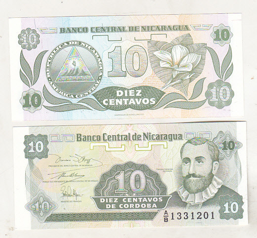 bnk bn Nicaragua 10 centavos 1991 unc