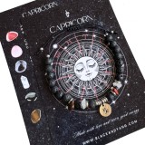 Cumpara ieftin Bratara unisex 6 cristale, otel inoxidabil si roca vulcanica Zodia Capricorn + cristal cadou