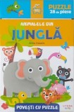 Cumpara ieftin Povești cu puzzle. Animalele din junglă - Hardcover - Anna Casalis - Litera mică