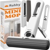 Mini mop Ruhhy cu stoarcere automata si cap mobil pentru geamuri