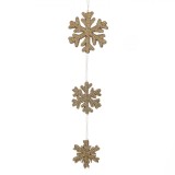Decorațiune Crăciun, Model Suspendabil, Fulgi Spumă Bej cu Glitter, 55cm, Set 3 Bucăți, Oem