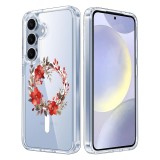 Husa pentru samsung galaxy s25 plus, atasare magnetica, magsafe, pink wreath 18, clear