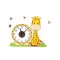 Ceas decorativ de perete, Girafa, Ceas cu Autocolant, 53 cm, CD865