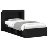 vidaXL Cadru de pat cu depozitare Negru 75 x 190 cm Lemn prelucrat 3433424