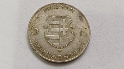 Ungaria -5 forint/forinti 1947 foto