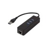 Adaptor USB 3.0 la RJ45 Gigabit, Hub USB 3.0 cu 3 Porturi LogiLink UA0173A