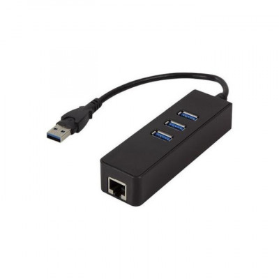 Adaptor USB 3.0 la RJ45 GIGABIT, HUB USB 3.0 cu 3 porturi, LOGILINK UA0173A foto