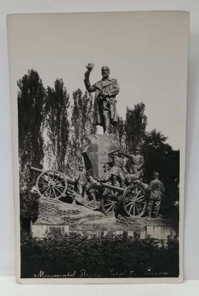 MONUMENTUL REGELUI CAROL I LA CRAIOVA , FOTOGRAFIE FORMAT CARTE POSTALA , INTERBELICA