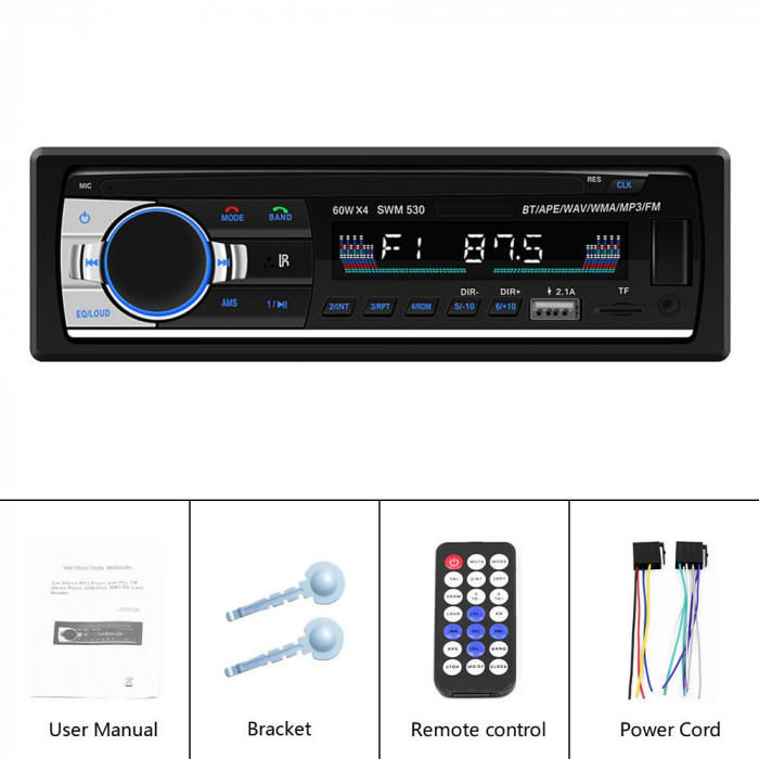 Radio MP3 auto CTC-520, 4x60W, Bluetooth, Auxiliar , USB, Card Reader