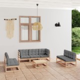 vidaXL Set mobilier de grădină cu perne, 8 piese, lemn masiv de pin 3076474