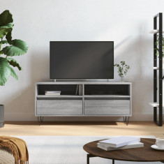 Comodă TV, gri sonoma, 100x34,5x44,5 cm, lemn prelucrat