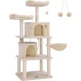 FEANDREA Ansamblu de joaca pentru pisici 152 cm cu stalpi sisal, 2 casute, cos plus si platforme, bej Household NewTrend