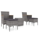 Cumpara ieftin Set mobilier bistro gradina 5 piese gri, poliratan si sticla