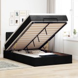 vidaXL Pat otoman cu saltea și LED-uri, negru, 120x190 cm, textil 3312459