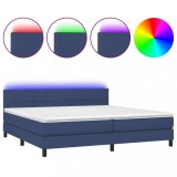Cumpara ieftin Pat cu arcuri, saltea si LED, albastru, 200x200 cm, textil