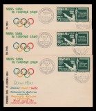 1961 Exil Romania, 3 FDC Olimpiada Roma 1960, serie ndt, Emisiunea 23 tip B, Romania de la 1950, Sport