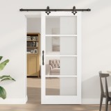 Ușă glisantă vidaXL cu set de accesorii Alb 86x198.5 cm Lemn masiv de pin