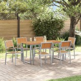 VidaXL Set de masă pentru grădină 7 pcs Gri și maro 160 x 80 x 75 cm