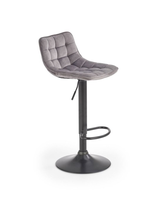 Scaun bar HM H95, baza metalica, suport picioare, stofa tip plus, ergonomic, rotativ, 100 kg, gri