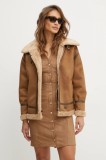 Morgan geaca GROWN femei, culoarea maro, de tranzitie, oversize, GROWN