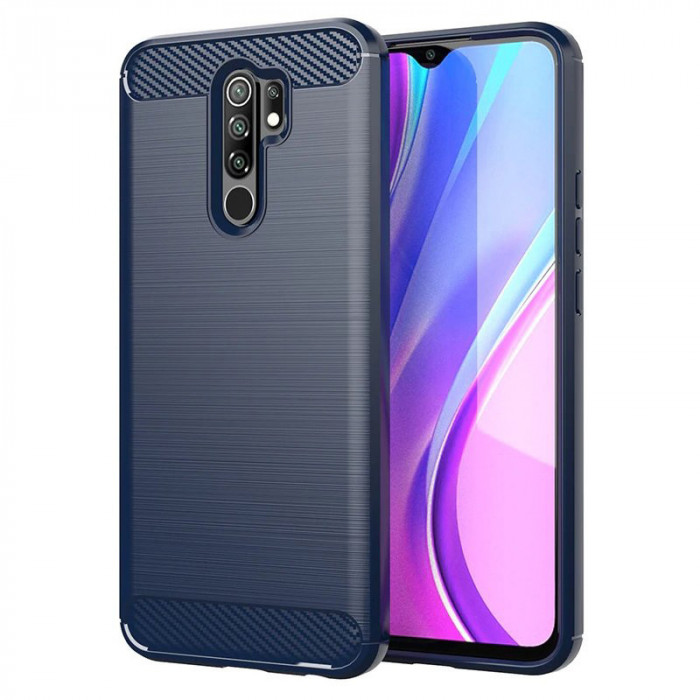 Husa TPU OEM Carbon pentru Xiaomi Redmi 9, Bleumarin