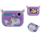 Cumpara ieftin Camera foto-video digitala pentru copii, THD Pixels C3Pro, Wifi, imprimanta termica, rezolutie 12 megapixeli, model unicorn mov