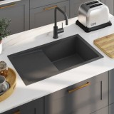VidaXL Chiuvetă de bucătărie lucrată manual, negru, oțel inoxidabil