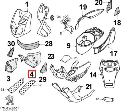 Carena laterala stanga fata originala Peugeot Metal X &amp;ndash; TKR2 &amp;ndash; TKR Furious - TKR WRC - Trekker 2 2T 50cc (gri) foto