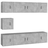 Set dulapuri TV, 7 piese, gri beton, lemn prelucrat