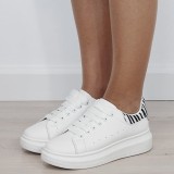 Sneakers albi cu model de zebra texturat M-8826 M7