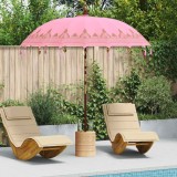 vidaXL Parasol Balinez Roz (210-220) x 260 cm Bumbac și lemn masiv