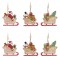Set Ornamente Crăciun, Moș Crăciun și Om de Zăpadă &icirc;n Sanie, Lemn, Multicolor, 6 Bucăți, 8 cm