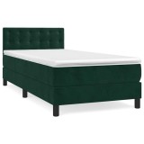 Cumpara ieftin Pat box spring cu saltea, verde inchis, 80x200 cm, catifea