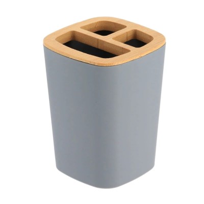 Suport Periuțe Plastic / Bambus Comp &amp;ndash; Gri foto
