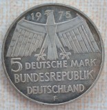 (A446) MONEDA DIN ARGINT GERMANIA - 5 MARK 1975, LIT. F, PROTECTIA MONUMENTELOR