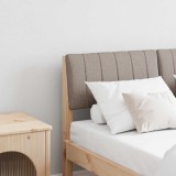vidaXL Tăblie tapițată Gri taupe 120 cm Lemn de pin masiv 879242