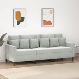 Gossi canapea cu 3 locuri, gri deschis, material 180cm catifea