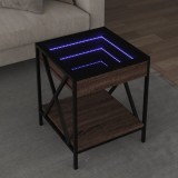 VidaXL Măsuță de cafea cu LED infinity, stejar maro, 40x40x49 cm