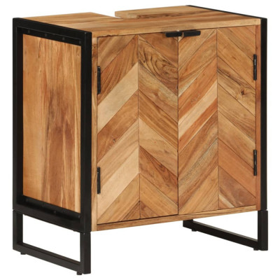 vidaXL Dulap de baie, 55x35x60 cm, lemn masiv de acacia și fier foto