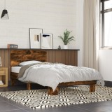 VidaXL Cadru de pat, stejar fumuriu, 90x190cm, lemn prelucrat și metal