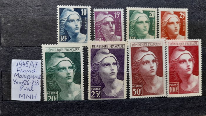 1945-1947-Franta-Marianne de GandonYT726-733 p.set 8 val.-MNH