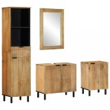 Cumpara ieftin Set de mobilier de baie 4 piese din lemn masiv de mango maro